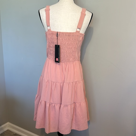 kancy Kole Pink Ruffle Button Milk Maid Summer Dusty Rose Dress NWT - Picture 4 of 7